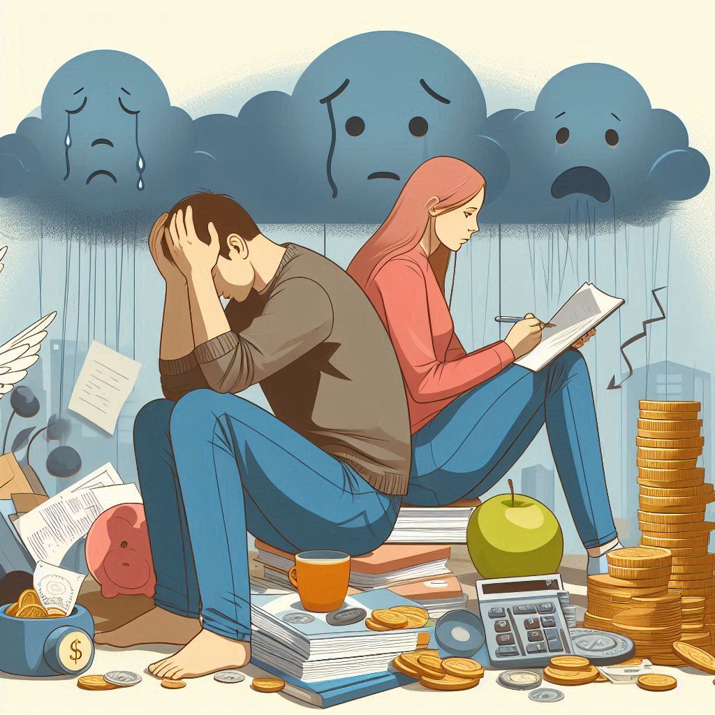 Formalités après obsèques – psychologie du deuil Illustration des cinq étapes du deuil, représentant les différentes phases émotionnelles vécues lors de la perte.