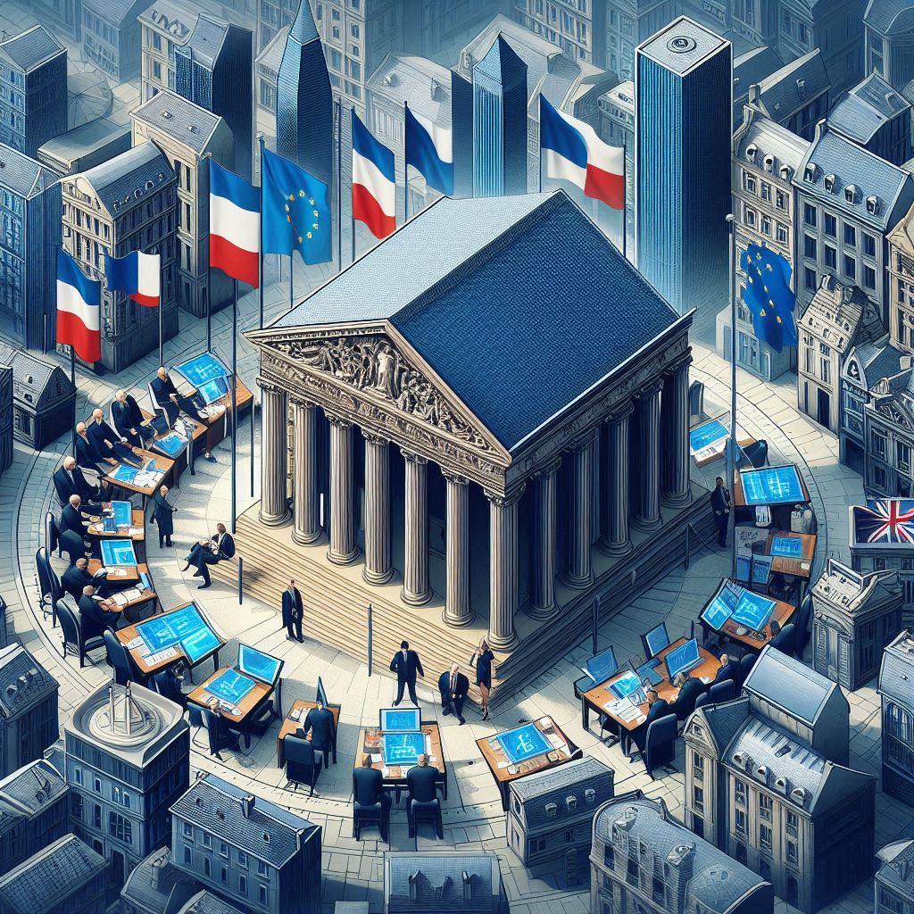 Façade d'une institution française, comme une préfecture ou une caisse de retraite